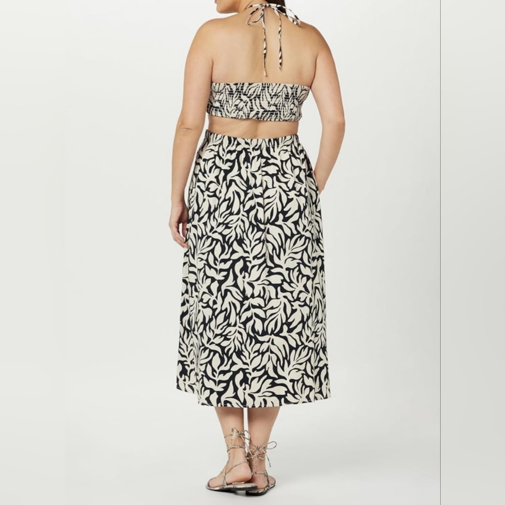 The Drop Women's Brinda Cotton Cut Out Halter Maxi Dress Size MEDIUM Black White - Picture 5 of 9